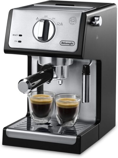 De’Longhi 15-Bar Pump Espresso Machine with Manual Milk Frother for Latte, Cappuccino, Black, ECP3420